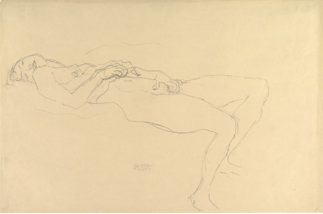 Gustav Klimt. Reclining Nude, c1913. Graphite, 14 7/8 x 22 1/2 in (37.8 x 57.2 cm). The Metropolitan Museum of Art, Bequest of Scofield Thayer, 1982.