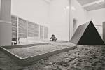 Hélio Oiticica (1937–1980), installation view of Eden (1969) at Whitechapel Gallery, London, 1969. Sand, crushed bricks, dry leaves, water, cushions, foam flakes, books, magazines, Dzpulp fiction, dz straw, matting, and incense, 68 ft. 10 3/4 in. ×  49 ft. 2 1/2 in. ×  11 ft. 5 3/4 in. (21 ×  15 ×  3.5 m). Collection of César and Claudio Oiticica. © César and Claudio Oiticica.