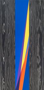 Odili Donald Odita. First Light, 2015. Acrylic latex on panel, 96 x 48 in.