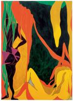 Chris Ofili. The Raising of Lazarus, 2007. Oil and charcoal on linen, 278.7 x 200.4 cm. Courtesy David Zwirner, New York.