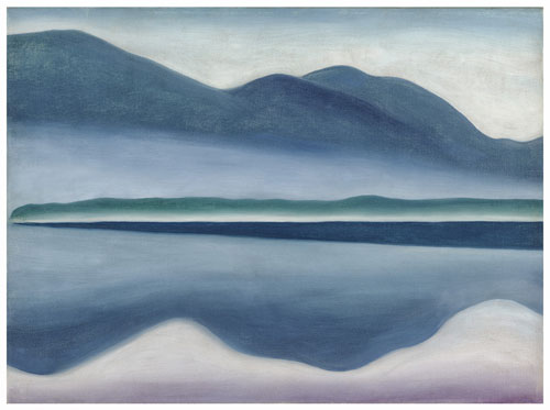 Georgia O’Keeffe, American (1887-1986). Lake George, 1922. Oil on canvas, 16 1/4 x 22 in. San Francisco Museum of Modern Art, Gift of Charlotte Mack. © Georgia O’Keeffe Museum/Artists Rights Society (ARS), New York.