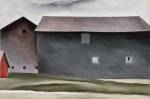 Georgia O’Keeffe, American (1887-1986). Lake George Barns, 1926. Oil on canvas, 21 3/16 x 32 1/16 in. Collection Walker Art Center, Minneapolis. Gift of the T. B. Walker Foundation, 1954. © Georgia O’Keeffe Museum/Artists Rights Society (ARS), New York.