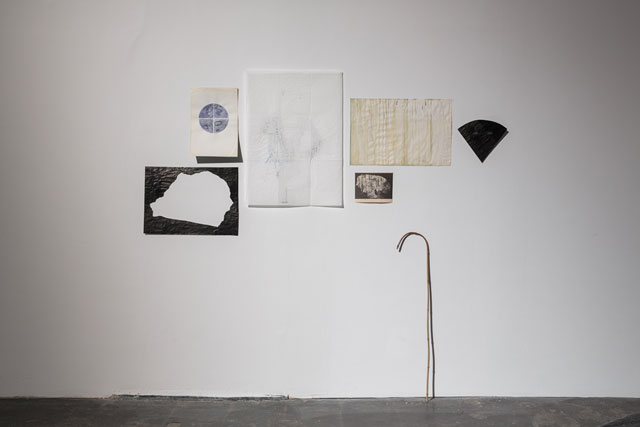 Ulla Von Brandenburg. Untitled, 2007. Six works on paper, found image, wood. Photograph: Tim Bowditch.