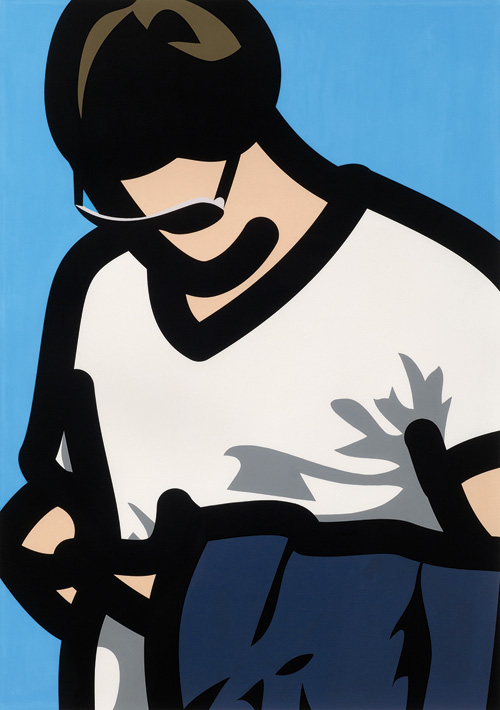 Julian Opie. Tourist with phone. From Tourists, 2014. A series of screenprints with hand painting. Edition of 20. Courtesy Julian Opie and Alan Cristea Gallery.