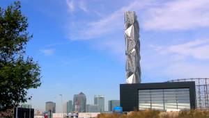 The artist explains his use of the moiré effect in designing an optical cloak for a tall industrial building on the Greenwich Peninsula in south-east London