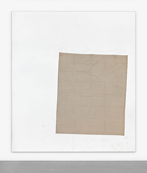 David Ostrowski. F (I want to die forever), 2014. Linen on canvas, wood, 400 x 350 cm (157.48 x 137.8 in). © David Ostrowski. Photograph: Hans-Georg Gaul. Courtesy of the Artist and Peres Projects, Berlin.