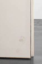 David Ostrowski. F (Musik ist Scheisse), 2014. Lacquer and dirt on canvas, wood, 400 x 350 cm (157.48 x 137.8 in) (detail). © David Ostrowski. Photograph: Hans-Georg Gaul. Courtesy of the Artist and Peres Projects, Berlin.
