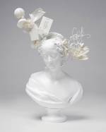 Stephen Jones.  Bust of Lady Belhaven (after Samuel Joseph), 2011. Epoxy resin, nylon; stereolithography, laser sintering  . Made by .MGX by Materialise.   Museum of Arts and Design purchase with funds provided by Alan and Marcia Docter. Photograph: Kent Pell, Courtesy of Phillips de Pury and Company.