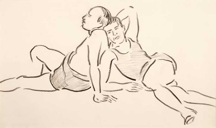 Elsie Barling (1883–1976). Norman Notley and David Brynley, c1930. Pencil on paper. Courtesy of The Ingram Collection and Dorset Museum & Art Gallery.