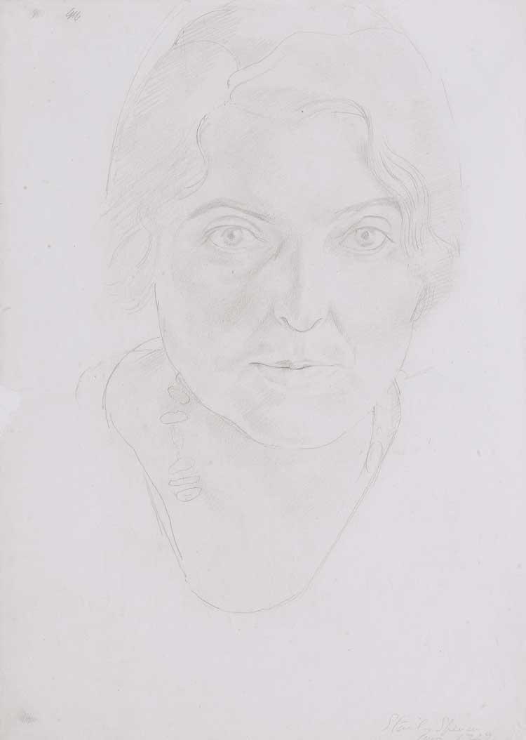 Sir Stanley Spencer, RA (1891-1959), Portrait of Patricia Preece, 1929. Pencil on paper, 35 x 25 cm. The Ingram Collection © Estate of Stanley Spencer. All Rights Reserved 2025 / Bridgeman Images.