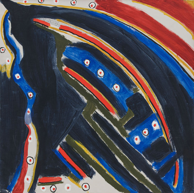 Betty Parsons, Moonshot, 1972. Acrylic on canvas, 122 x 122 cm (48 x 48 in), framed. © The Betty Parsons Foundation.