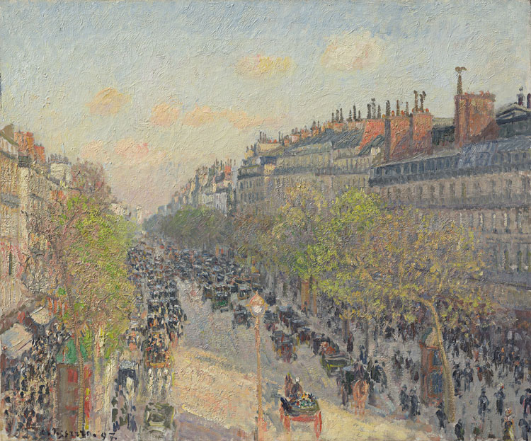 Camille Pissarro, Boulevard Montmartre, Twilight, 1897. Oil on canvas, 54 x 65 cm. Hasso Plattner Collection, Museum Barberini, Potsdam.