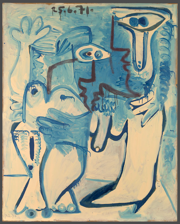 Pablo Picasso, Couple, Mougins, 1970-1971. Musée national Picasso-Paris. Jacqueline Picasso gift in lieu, 1990. © GrandPalaisRmm (Musée national Pablo Picasso) / Adrien Didierjean. © Succession Pablo Picasso / BONO, Oslo 2025.