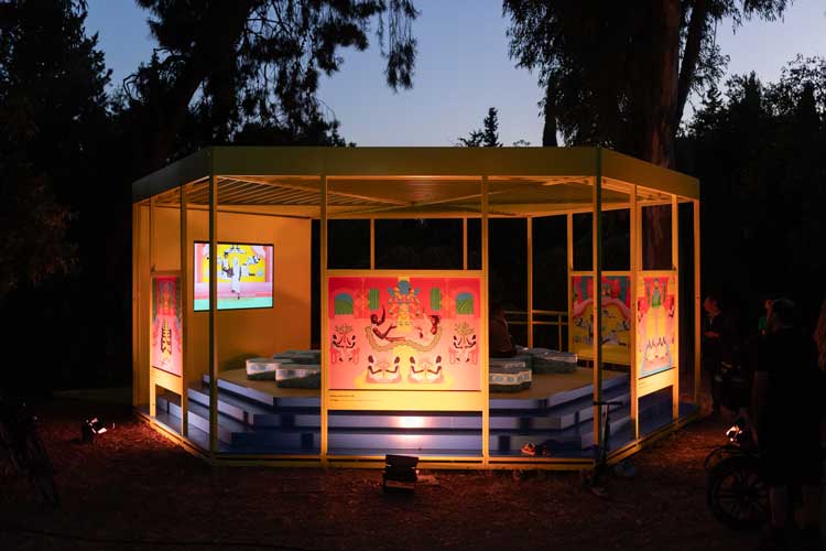 Pierre-Christophe Gam, The Sanctuary of Dreams, 2025. Video installation, 44 min. Pedion tou Areos park / Plásmata 3, Athens, 2025. Photo: Pinelopi Gerasimou.