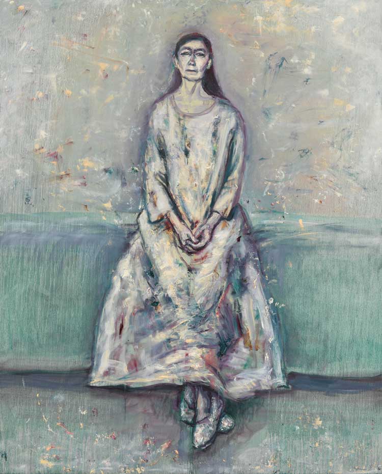 Celia Paul, Painter at Home, 2023. Oil on canvas, 182.9 x 147.3 cm (72 x 58 in). © Celia Paul. Courtesy the artist and Victoria Miro.