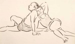 Elsie Barling (1883–1976). Norman Notley and David Brynley, c1930. Pencil on paper. Courtesy of The Ingram Collection and Dorset Museum & Art Gallery.