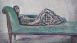 Celia Paul, Reclining Painter, 2023. Oil on canvas, 121.9 x 182.9 cm (48 x 72 in). © Celia Paul. Courtesy the artist and Victoria Miro.