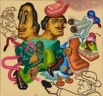 Peter Saul. Dali in Trouble, 2004. Acrylic and oil on canvas, 150 × 160 cm. © Peter Saul. Courtesy Michael Werner Gallery.