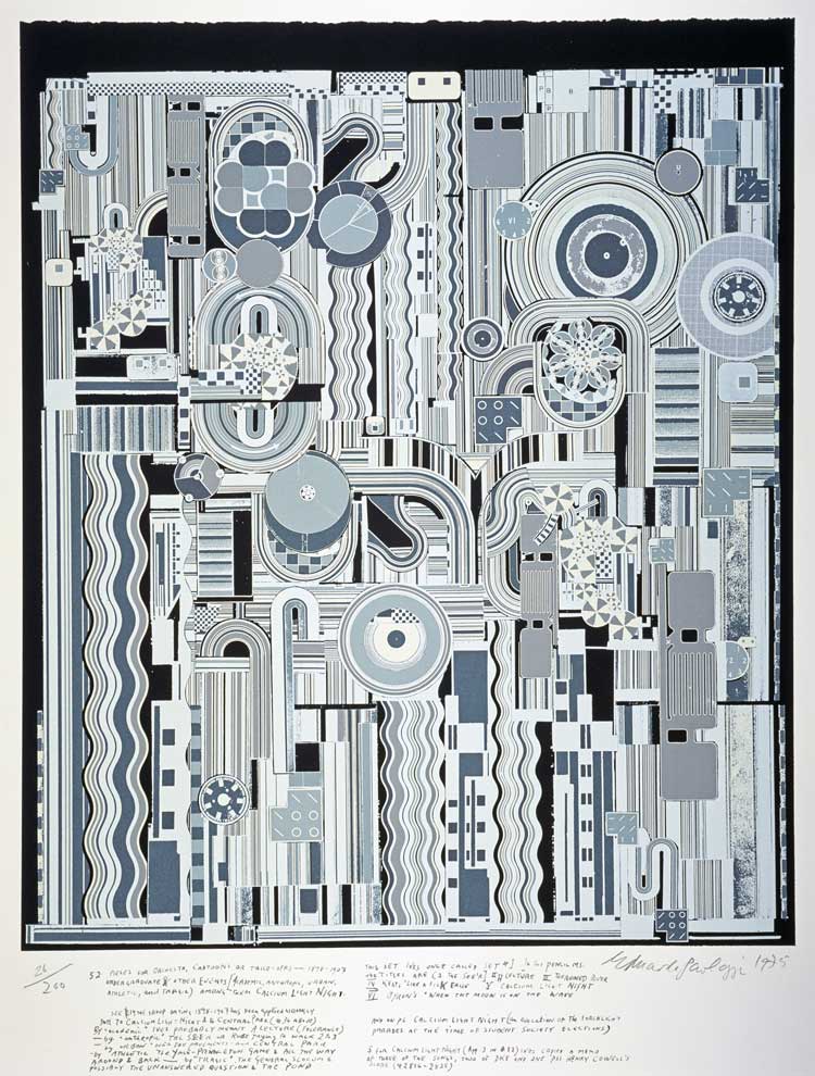 Eduardo Paolozzi, Calcium Light Night (from ‘Calcium Light Night’), 1974-76. Screenprint on paper. Presented by the artist 1994. © The Paolozzi Foundation, Licensed by DACS/Artimage 2023.