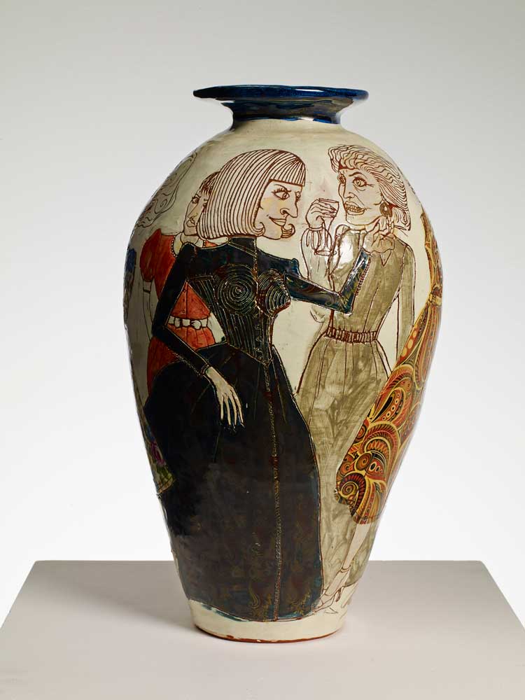 Grayson Perry, Cocktail Party, 1989. Glazed Ceramic, 41 x 22 x 22 cm (16 1/8 x 8 5/8 x 8 5/8 in). © Grayson Perry. Courtesy the artist and Victoria Miro.