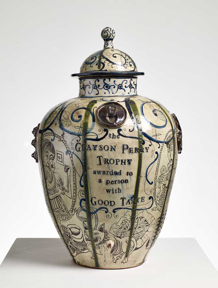 Grayson Perry, The Grayson Perry Trophy Awarded to a Person with Good Taste, c1992. Glazed ceramic, 45.5 x 28 cm diameter (17 7/8 x 11 1/8 in). © Grayson Perry. Courtesy the artist and Victoria Miro.