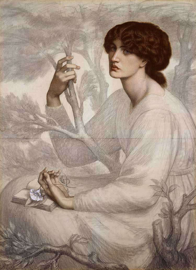 Dante Gabriel Rossetti. The Day Dream, 1872–8. Pastel and black chalk on tinted paper, 104.8 × 76.8 cm. Ashmolean Museum, University of Oxford.
