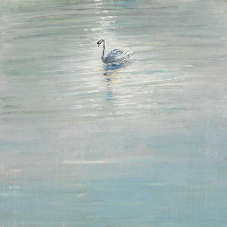 Celia Paul. Swan, Cambridge, 2020. Oil on canvas, 147.7 x 148 x 3.5 cm (58 1/8 x 58 1/4 x 1 3/8 in). © Celia Paul. Courtesy the artist and Victoria Miro.