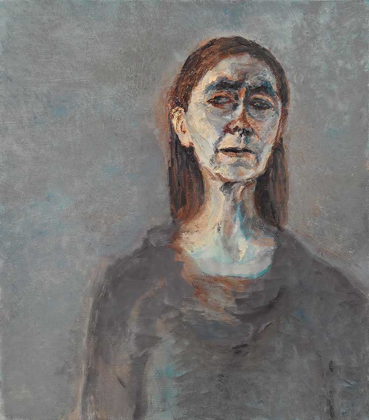 Celia Paul. Self-Portrait, April, 2021. Oil on canvas, 63.7 x 56.5 cm. © Celia Paul. Courtesy the artist and Victoria Miro.