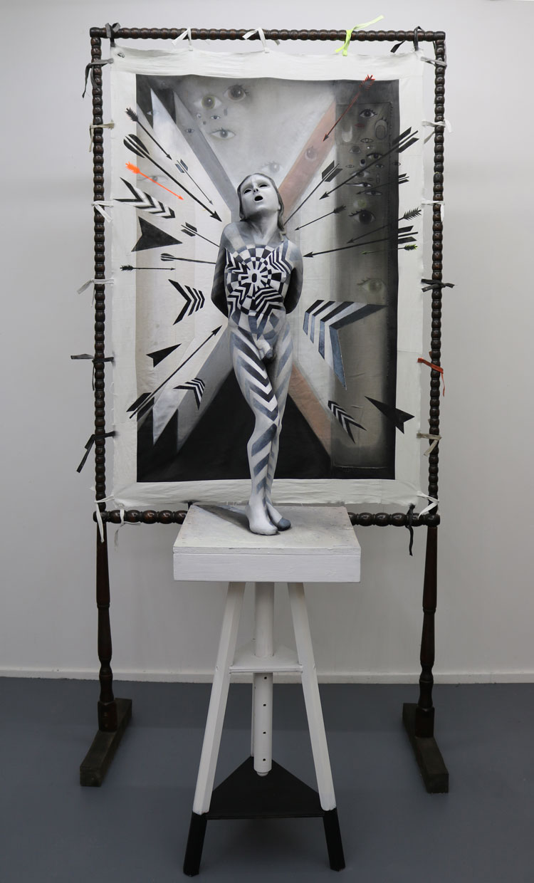 Cathie Pilkington. Dazzle, 2020. Linen, wood, resin, paint, h238 x w120 x d100 cm. Private collection. Photo: Perou.