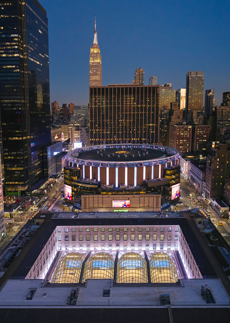 Moynihan Train Hall, Manhattan, 2020. Aerial view. Photo: Lucas Blair Simpson © SOM.