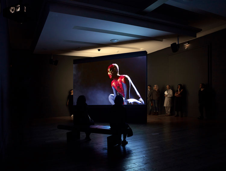 Hetain Patel. The Jump, 2015. 2 Channel HD video installation with sound. Courtesy Manchester Art Gallery.