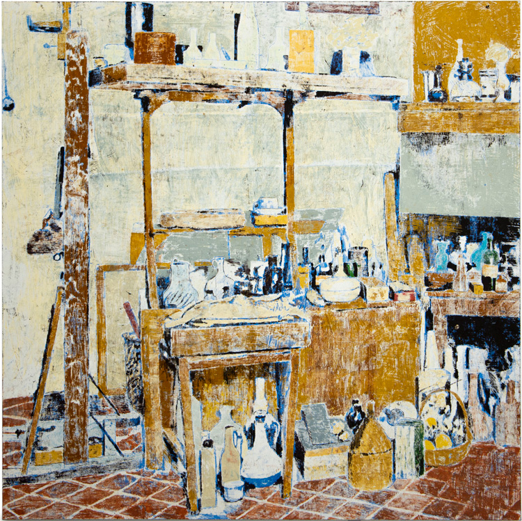 Enoc Perez. Via Fondazza 36, Bologna, Home and Studio of Giorgio Morandi, 2019.  Oil on canvas, 203.2 x 203.2 cm. Courtesy of the artist and Ben Brown Fine Arts.