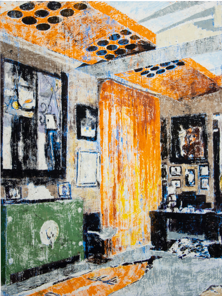 Enoc Perez. Home of Jacques Doucet, 33 Rue Saint-James, Neuilly-sur-Seine, 2019.  Oil on canvas, 203.2 x 152.4 cm. Courtesy of the artist and Ben Brown Fine Arts.