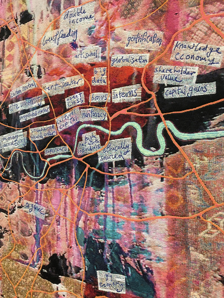 Grayson Perry, Large Expensive Abstract Painting, 2019 (detail). Tapestry. Photo: Veronica Simpson.