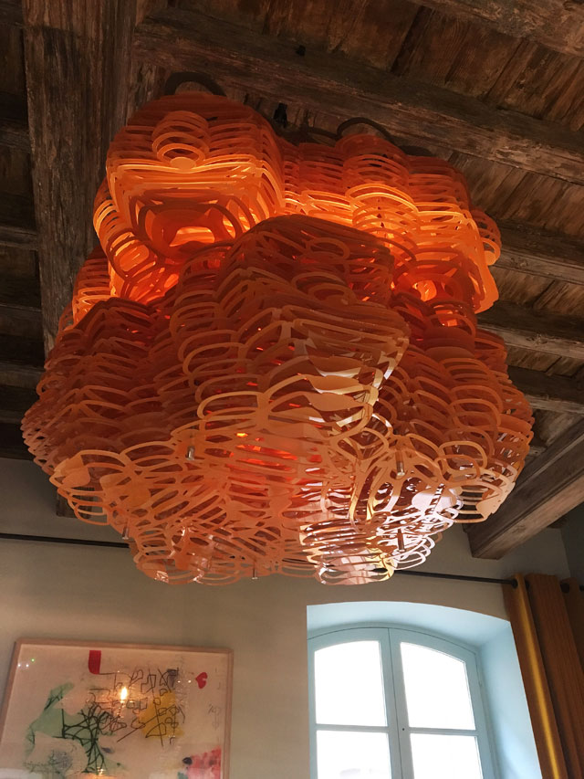 Jorge Pardo, hotel L’Arlatan, Arles, chandelier. Photo: Veronica Simpson.