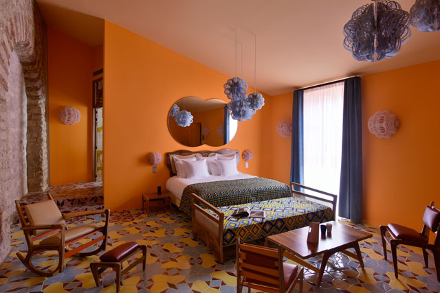 Jorge Pardo, hotel L’Arlatan, Arles, bedroom. Photo: Hervé Hote.