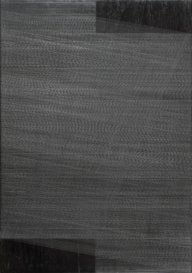 Mary Griffiths, Parallel Elevation, 2018. Inscribed graphite on gesso on plywood, 29.7 x 1.8 x 21 cm. Photo courtesy Alan Cristea Gallery.
