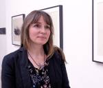 Miriam de Búrca talking to Studio International at the opening of Protest and Remembrance, Alan Cristea Gallery, London. Photo: Martin Kennedy.