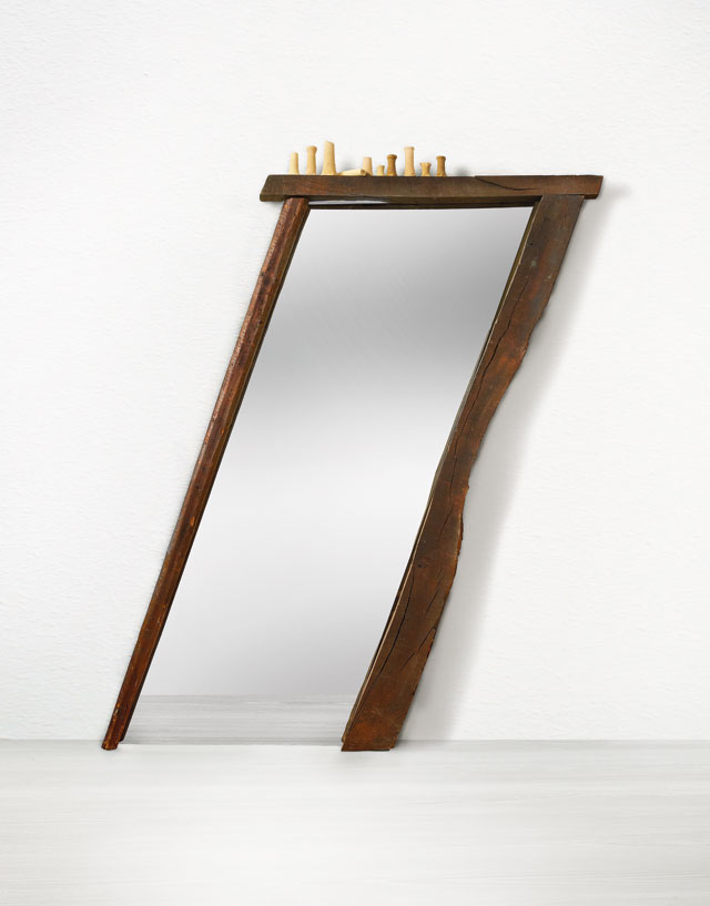 Michelangelo Pistoletto. La porta obliqua, 1980. Mirror, wood and ceramic, 230 x 160 cm (90 1/2 x 63 in). Courtesy Mazzoleni.