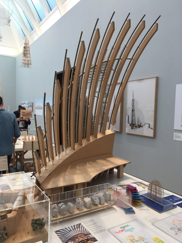 Jerome Seydoux Pathé Foundation, model. Installation view, Renzo Piano: The Art of Making Buildings, Royal Academy of Arts, London. Photo: Veronica Simpson.