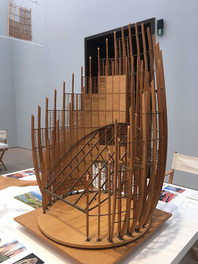 Jean-Marie Tjibaou Cultural Centre (1991-98), model. Installation view, Renzo Piano: The Art of Making Buildings, Royal Academy of Arts, London. Photo: Veronica Simpson.
