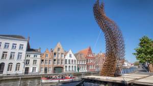 Responding to the history of the city of Bruges, John Powers’ 15-metre-tall steel tower was constructed in situ for this year’s triennial and references long-neck swans and a medieval beheading
