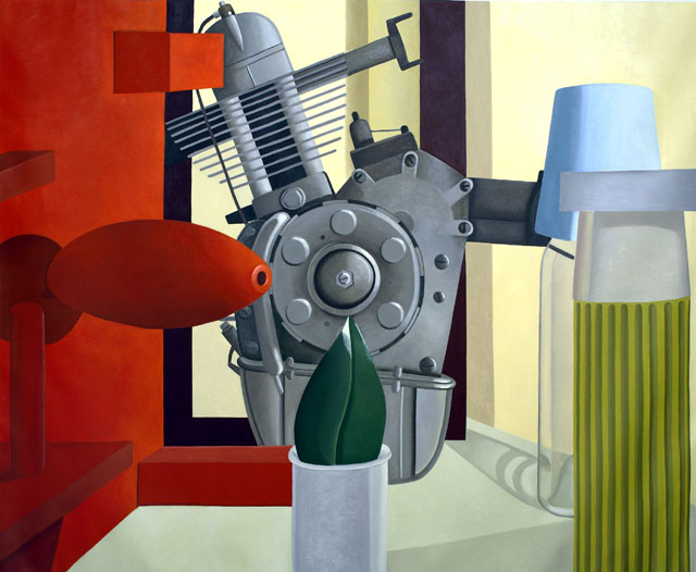 Nathalie Du Pasquier. Con la foglia di magnolia, 2005-2006. Oil on canvas, 200 x 250 cm. Courtesy of Kunsthalle Wien and the Institute of Contemporary Art at the University of Pennsylvania.