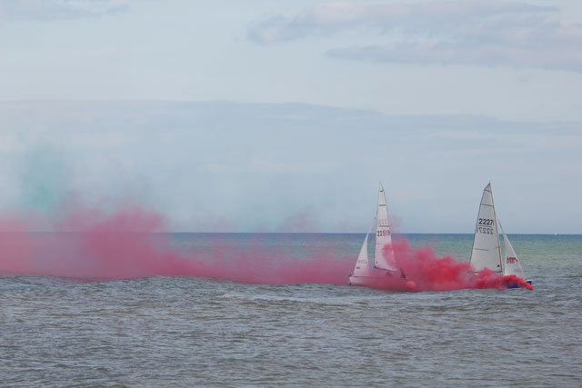 Simon Patterson. Rehearsal of Seascape, 2017, with Bexhill Sailing Club. Photograph: Sin Bozkurt. Courtesy De La Warr Pavilion.