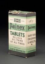 Bottle in box of Painex tablets by Clay and Abraham Ltd. English, 1930-1960. 
        The Science Museum 