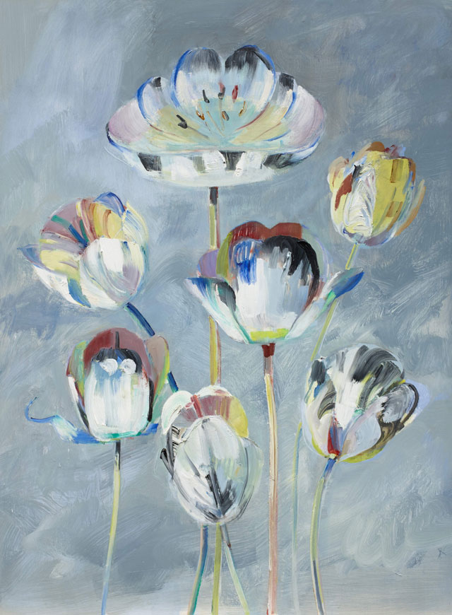 Mired O’hEocha. Tulips Reinagle 1, 2016. Oil on board, 68 x 50 cm. Courtesy of the artist and mother’s tankstation limited.