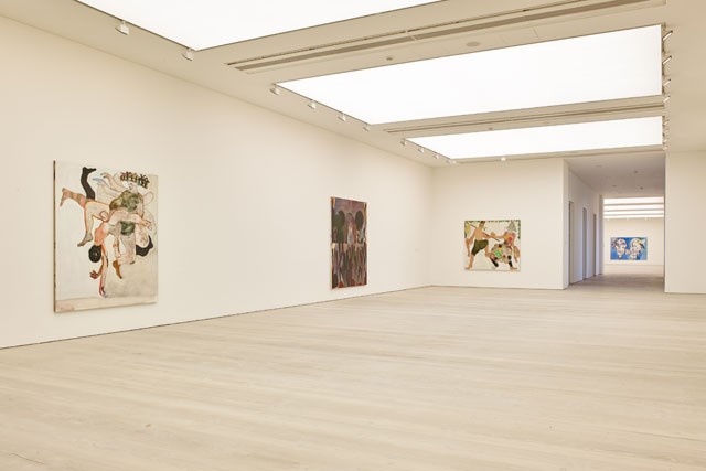 Installation view, Ryan Mosley and Bjarne Melgaard. © Stephen White, 2016. Image courtesy of the Saatchi Gallery, London.