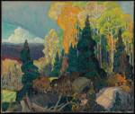 Franklin Carmichael. <em>Autumn        Hillside</em>, 1920. Oil on canvas, 
        76 x 91.4 cm.        © Art Gallery of Ontario. 
        Gift from the J.S. McLean        Collection, Toronto. © Courtesy of<br>
      the Estate of Franklin Carmichael.