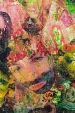 Athena Papadopoulos. Slither Me Timbers! A Septic Twist on the Rocks, 2016 (detail). Hair dye, lipstick, nail polish, bleach, image transfers, thread and pins on bed sheet over canvas, 200 x 230 cm. Photograph: Mariell Lind Hansen. Courtesy the artist and Supportico Lopez.