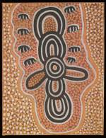 Mick Namararri Tjapaltjarri. <em>Flying Dingoes,</em> 1974. Synthetic polymer paint on canvas, 796 x 614 mm. All works © the artists or their estates and licensed by Aboriginal Artists Agency, 2007